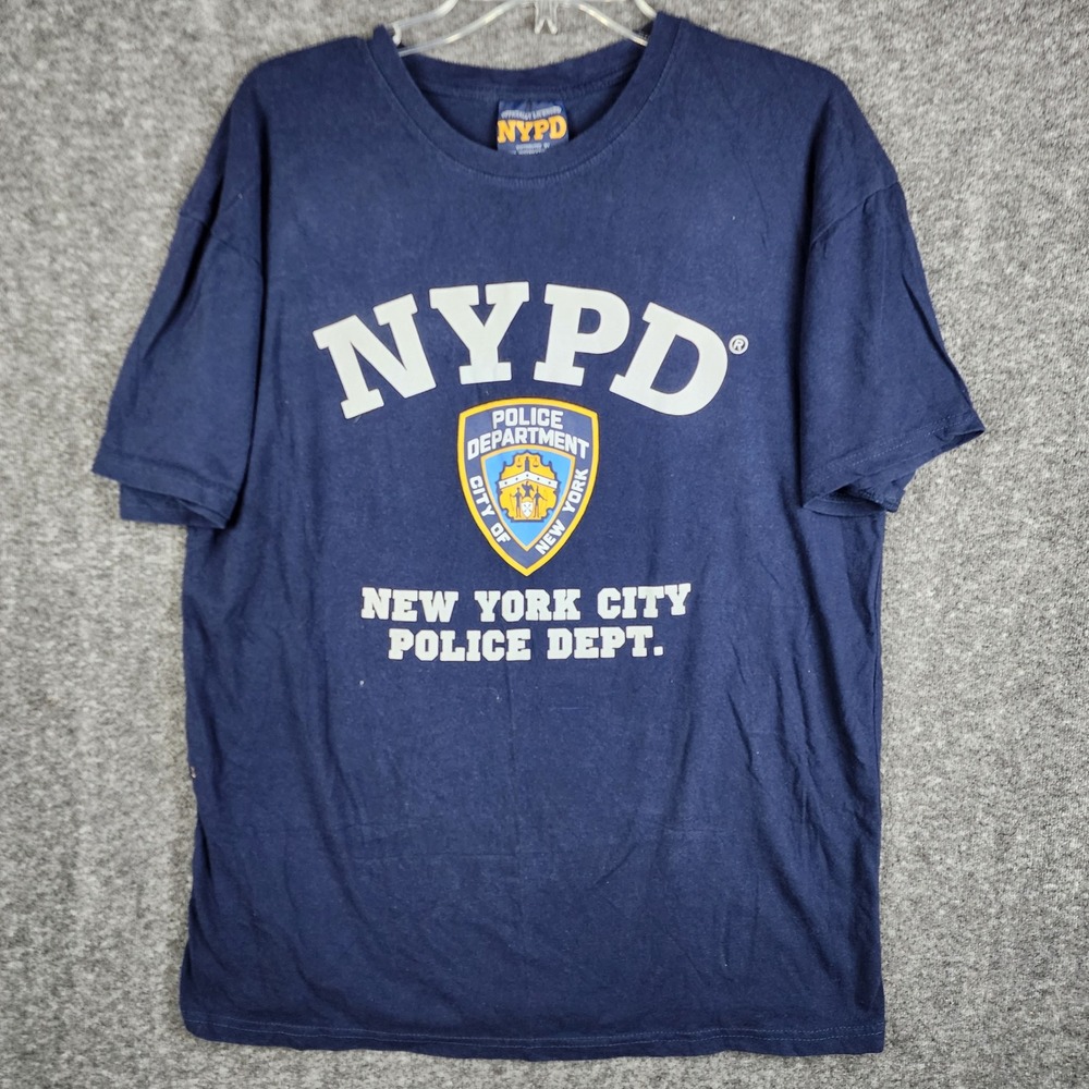 NYPD Graphic T-Shirt Mens Large Navy Blue New York City Police Dept‎ Shield Tee